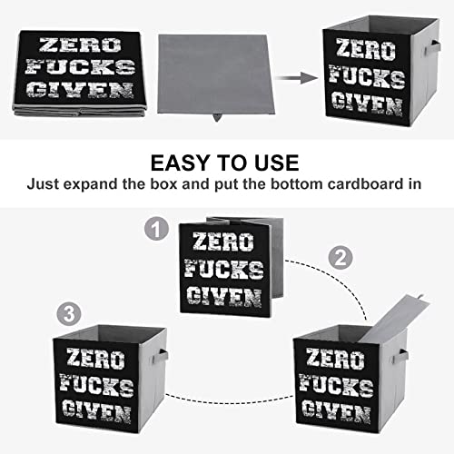 Zero Fucks Given Collapsible Storage Bins Basics Folding Fabric Storage Cubes Organizer Boxes with Handles