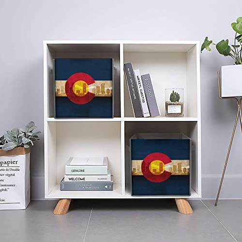 Colorado State Flag Collapsible Storage Bins Basics Folding Fabric Storage Cubes Organizer Boxes with Handles