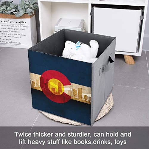 Colorado State Flag Collapsible Storage Bins Basics Folding Fabric Storage Cubes Organizer Boxes with Handles