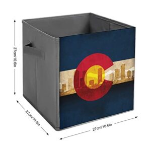 Colorado State Flag Collapsible Storage Bins Basics Folding Fabric Storage Cubes Organizer Boxes with Handles