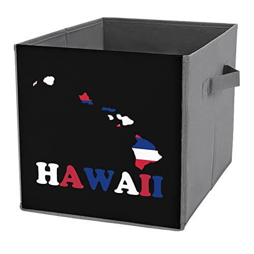 Hawaii State Flag Map Collapsible Storage Bins Basics Folding Fabric Storage Cubes Organizer Boxes with Handles