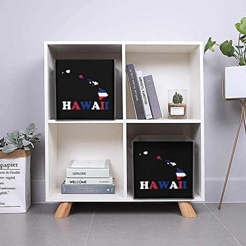 Hawaii State Flag Map Collapsible Storage Bins Basics Folding Fabric Storage Cubes Organizer Boxes with Handles