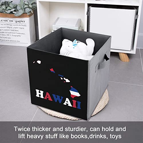 Hawaii State Flag Map Collapsible Storage Bins Basics Folding Fabric Storage Cubes Organizer Boxes with Handles