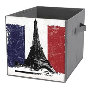 eiffeltower france flag collapsible storage bins basics folding fabric storage cubes organizer boxes with handles