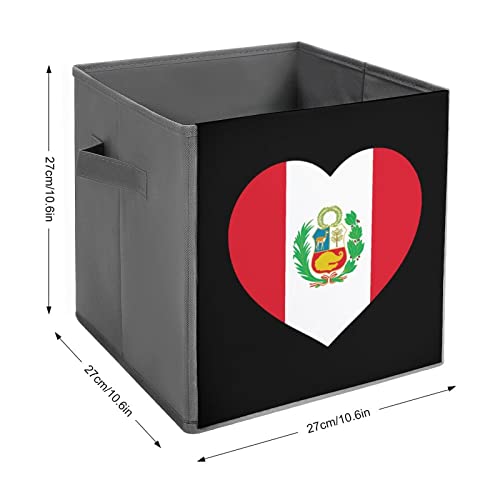 Love Peru Heart Collapsible Storage Bins Basics Folding Fabric Storage Cubes Organizer Boxes with Handles