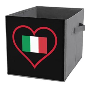 I Love Italian Red Heart Collapsible Storage Bins Basics Folding Fabric Storage Cubes Organizer Boxes with Handles