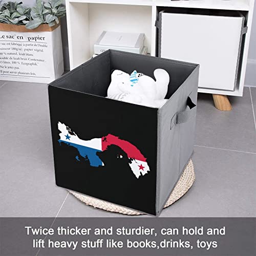 Panama Map Flag Collapsible Storage Bins Basics Folding Fabric Storage Cubes Organizer Boxes with Handles