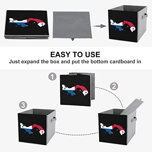 Panama Map Flag Collapsible Storage Bins Basics Folding Fabric Storage Cubes Organizer Boxes with Handles
