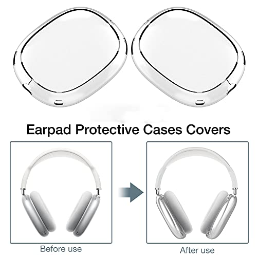 Case Cover for AirPods Max,Headphones Accessories,Transparent Soft Skin Protective Ear Cup Cover,Anti-Scratch Skin Sleeve (Transparent)