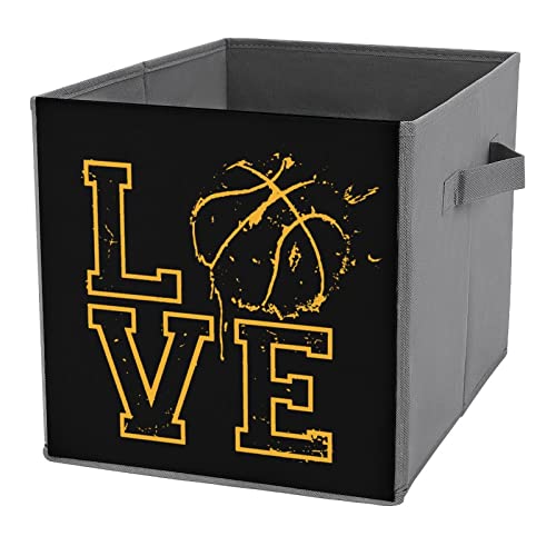 Love Basketball Collapsible Storage Bins Basics Folding Fabric Storage Cubes Organizer Boxes with Handles