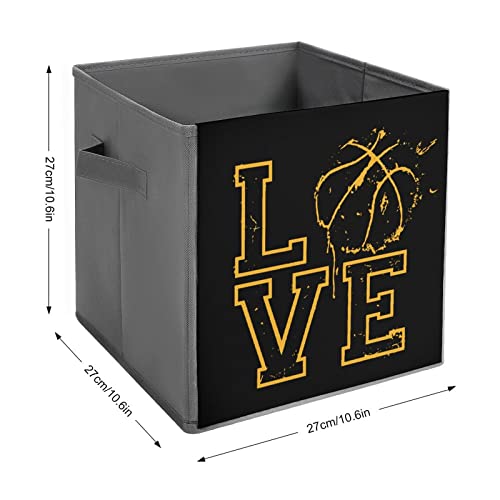 Love Basketball Collapsible Storage Bins Basics Folding Fabric Storage Cubes Organizer Boxes with Handles