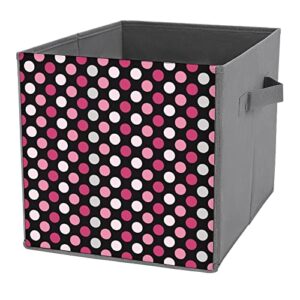 Pink Polka Dot Collapsible Storage Bins Basics Folding Fabric Storage Cubes Organizer Boxes with Handles