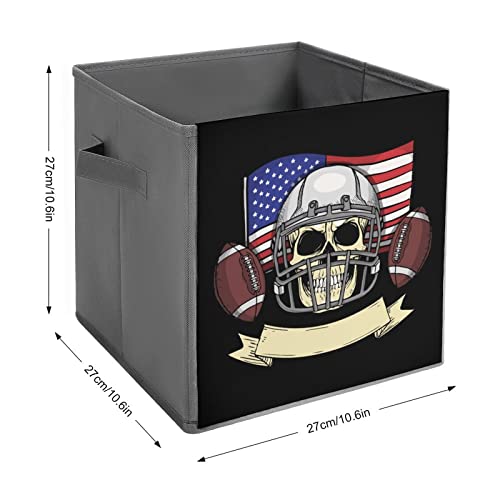 Color Skull USA Football Collapsible Storage Bins Basics Folding Fabric Storage Cubes Organizer Boxes with Handles