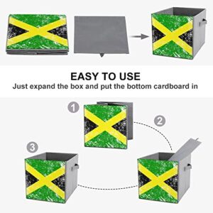 Jamaican Retro Flag Collapsible Storage Bins Basics Folding Fabric Storage Cubes Organizer Boxes with Handles