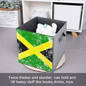 Jamaican Retro Flag Collapsible Storage Bins Basics Folding Fabric Storage Cubes Organizer Boxes with Handles