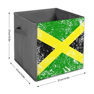 Jamaican Retro Flag Collapsible Storage Bins Basics Folding Fabric Storage Cubes Organizer Boxes with Handles