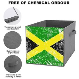 Jamaican Retro Flag Collapsible Storage Bins Basics Folding Fabric Storage Cubes Organizer Boxes with Handles