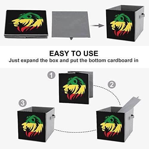 Rasta Lion Collapsible Storage Bins Basics Folding Fabric Storage Cubes Organizer Boxes with Handles