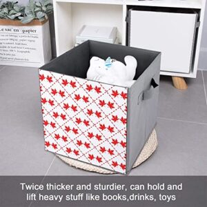 Canada Red Maple Leaf Collapsible Storage Bins Basics Folding Fabric Storage Cubes Organizer Boxes with Handles