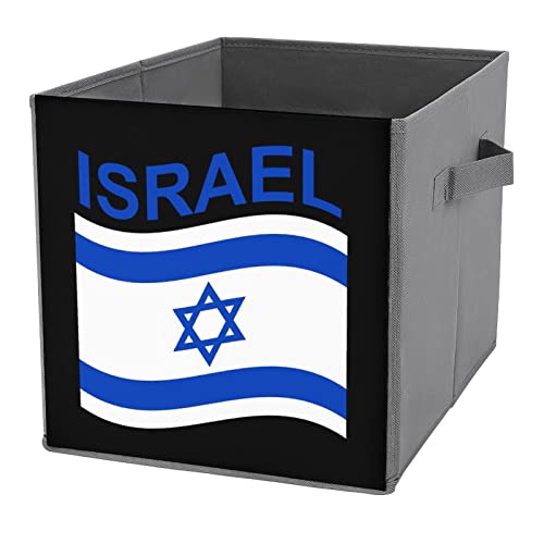 Flag of Israel Collapsible Storage Bins Basics Folding Fabric Storage Cubes Organizer Boxes with Handles