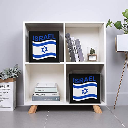 Flag of Israel Collapsible Storage Bins Basics Folding Fabric Storage Cubes Organizer Boxes with Handles