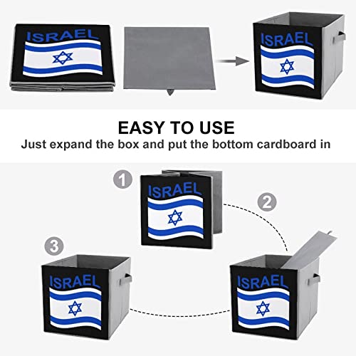 Flag of Israel Collapsible Storage Bins Basics Folding Fabric Storage Cubes Organizer Boxes with Handles