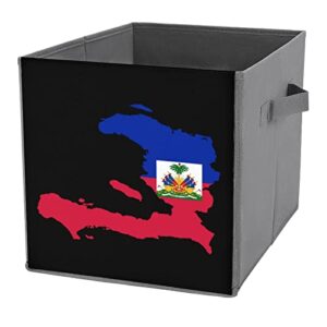 Haitiflag Map Collapsible Storage Bins Basics Folding Fabric Storage Cubes Organizer Boxes with Handles