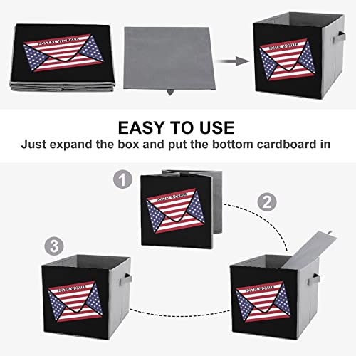 Postal Worker US Flag Collapsible Storage Bins Basics Folding Fabric Storage Cubes Organizer Boxes with Handles