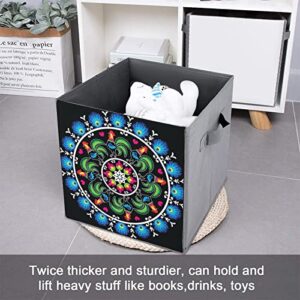 Polish Traditional Folk Art Collapsible Storage Bins Basics Folding Fabric Storage Cubes Organizer Boxes with Handles