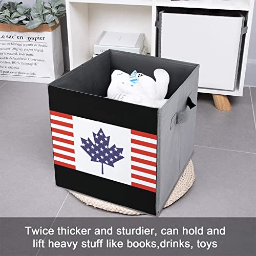 American Canadian Flag Collapsible Storage Bins Basics Folding Fabric Storage Cubes Organizer Boxes with Handles