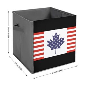 American Canadian Flag Collapsible Storage Bins Basics Folding Fabric Storage Cubes Organizer Boxes with Handles