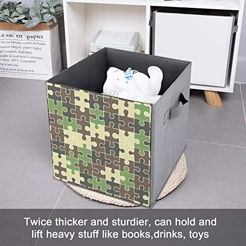 Puzzle Camouflage Collapsible Storage Bins Basics Folding Fabric Storage Cubes Organizer Boxes with Handles