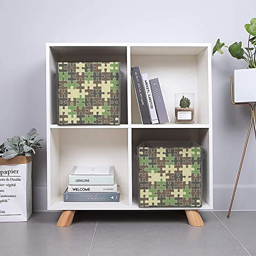 Puzzle Camouflage Collapsible Storage Bins Basics Folding Fabric Storage Cubes Organizer Boxes with Handles