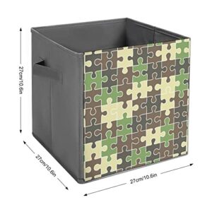 Puzzle Camouflage Collapsible Storage Bins Basics Folding Fabric Storage Cubes Organizer Boxes with Handles