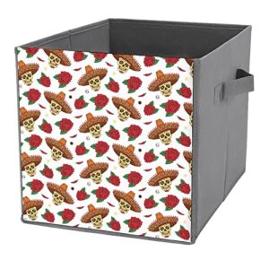 mexico candy skull rose collapsible storage bins basics folding fabric storage cubes organizer boxes with handles