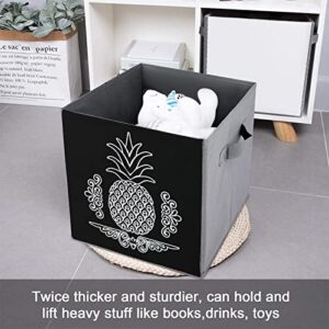 Pineapple Art Collapsible Storage Bins Basics Folding Fabric Storage Cubes Organizer Boxes with Handles