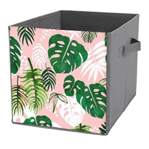pink palm leaves collapsible storage bins basics folding fabric storage cubes organizer boxes with handles