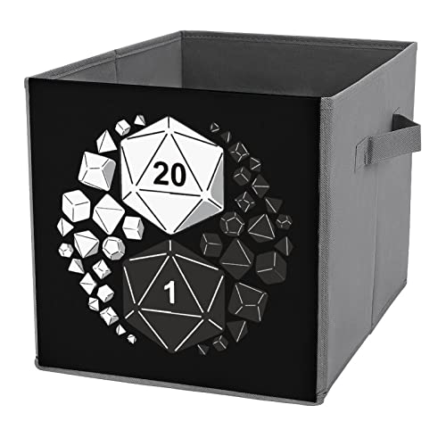 D20 Dice Yin Yang Collapsible Storage Bins Basics Folding Fabric Storage Cubes Organizer Boxes with Handles