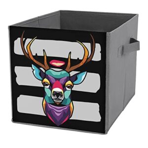 colorful geometric reindeer head collapsible storage bins basics folding fabric storage cubes organizer boxes with handles