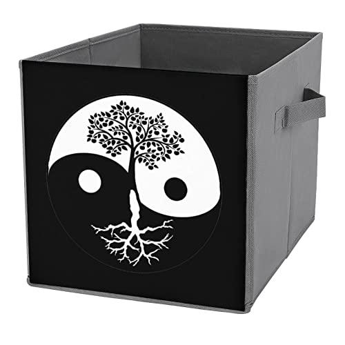 Tree of Life Yin Yang Collapsible Storage Bins Basics Folding Fabric Storage Cubes Organizer Boxes with Handles