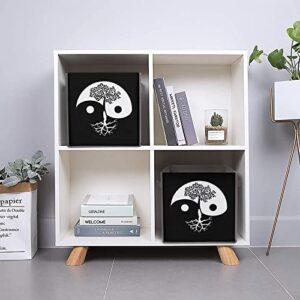 Tree of Life Yin Yang Collapsible Storage Bins Basics Folding Fabric Storage Cubes Organizer Boxes with Handles