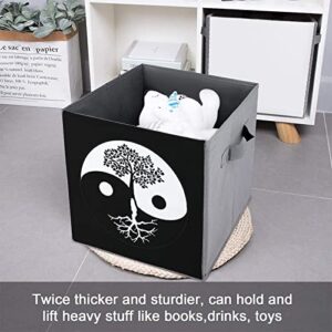 Tree of Life Yin Yang Collapsible Storage Bins Basics Folding Fabric Storage Cubes Organizer Boxes with Handles