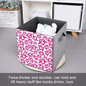Breast Cancer Awareness Pink Ribbon Collapsible Storage Bins Basics Folding Fabric Storage Cubes Organizer Boxes with Handles