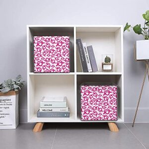 Breast Cancer Awareness Pink Ribbon Collapsible Storage Bins Basics Folding Fabric Storage Cubes Organizer Boxes with Handles