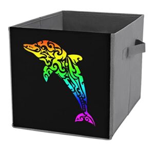 rainbow dolphin collapsible storage bins basics folding fabric storage cubes organizer boxes with handles