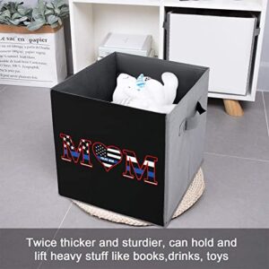 Police Blue Line Police Mom Collapsible Storage Bins Basics Folding Fabric Storage Cubes Organizer Boxes with Handles