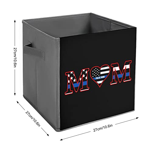 Police Blue Line Police Mom Collapsible Storage Bins Basics Folding Fabric Storage Cubes Organizer Boxes with Handles