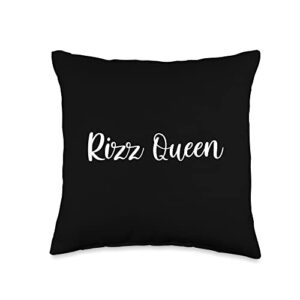 the rizzler queen w fitness l rizz god throw pillow, 16x16, multicolor