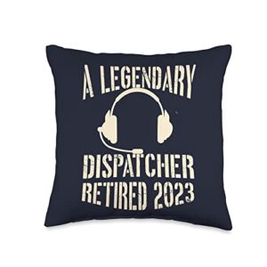 funny dispatcher retirement gift & shirt a legendary 911 dispatcher 2023 retirement party throw pillow, 16x16, multicolor