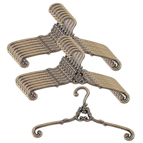 NUOBESTY 30 Pcs Dollhouse Hanger Mini Hangers Miniature Hangers Ornaments Dress Outfit Holder Metal Clothes Hanger Dollhouse Furniture Mini Clothing Rack American Doll Bush Wardrobe Alloy